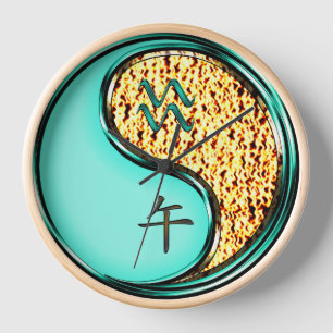 Aquarius & Fire Horse Clock