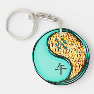 Aquarius & Fire Horse Key Ring