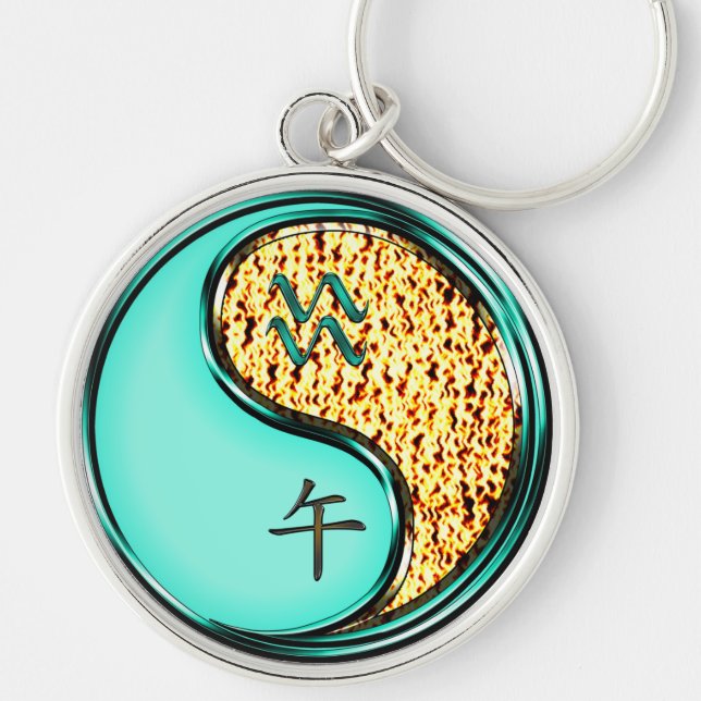 Aquarius & Fire Horse Key Ring (Front)