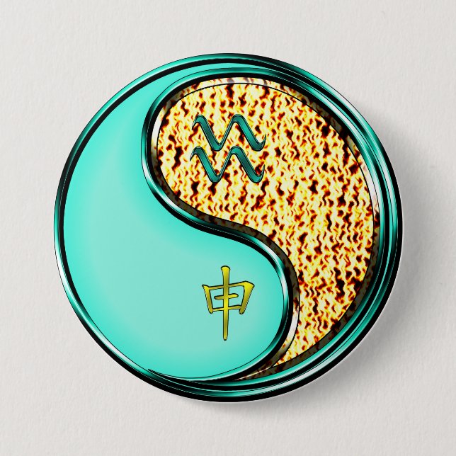Aquarius & Fire Monkey 7.5 Cm Round Badge (Front)