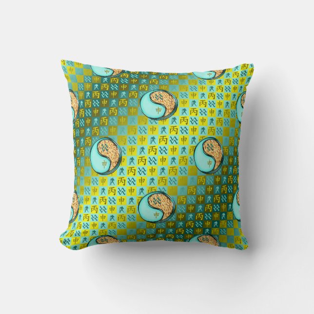 Aquarius & Fire Monkey Cushion (Front)