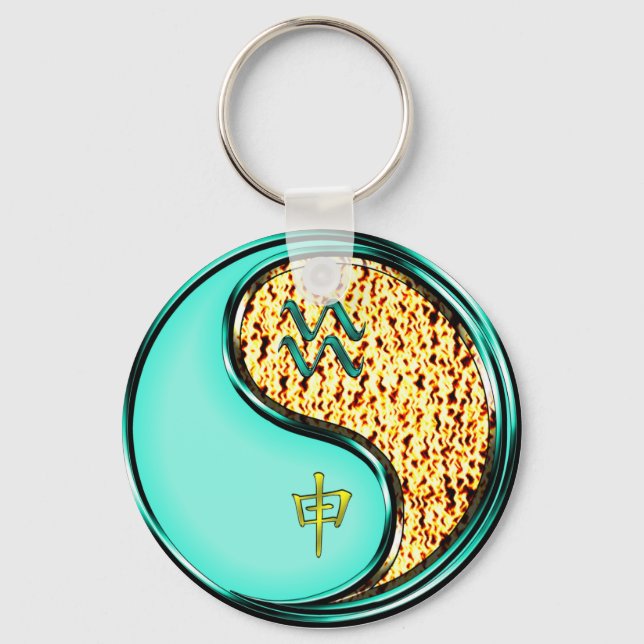 Aquarius & Fire Monkey Key Ring (Front)