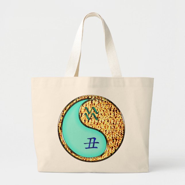 Aquarius & Fire Ox Large Tote Bag (Front)