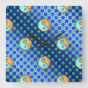 Aquarius & Fire Ox Square Wall Clock