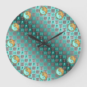Aquarius & Fire Rabbit Large Clock