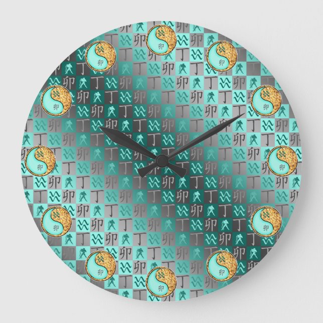 Aquarius & Fire Rabbit Large Clock (Front)