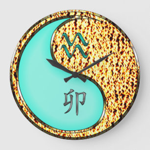 Aquarius & Fire Rabbit Large Clock