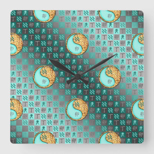 Aquarius & Fire Rabbit Square Wall Clock