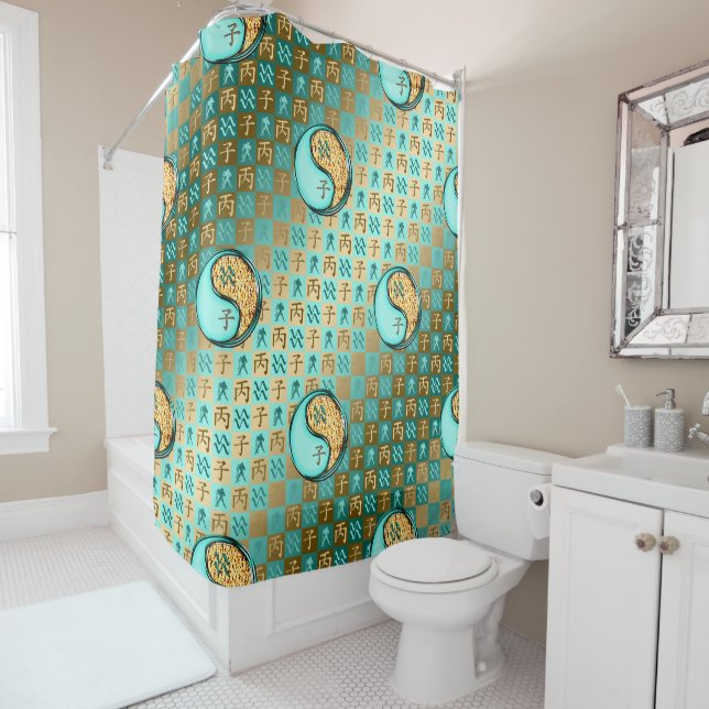Aquarius & Fire Rat Shower Curtain (In Situ)