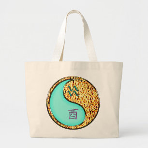 Aquarius & Fire Rooster Large Tote Bag