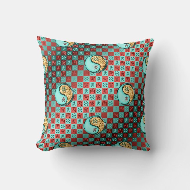 Aquarius & Fire Tiger Cushion (Front)