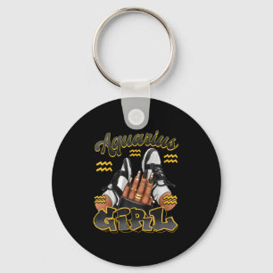 Aquarius Girl Birthday Afro Queen Sneakers Zodiac Key Ring