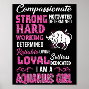 Aquarius Girl Birthday Shirt Funny January Quotes Poster
