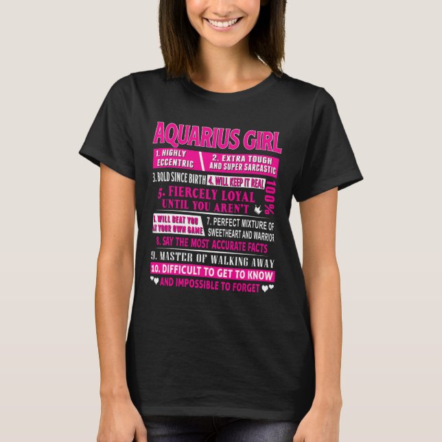 Aquarius Girl Shirt Funny Aquarius Birthday Shirt (Front)
