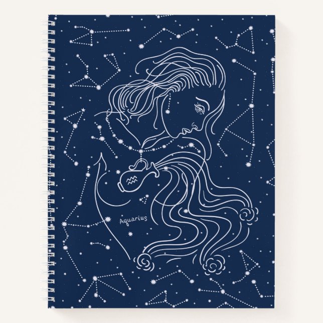 Aquarius Girl Zodiac Sign Notebook (Front)