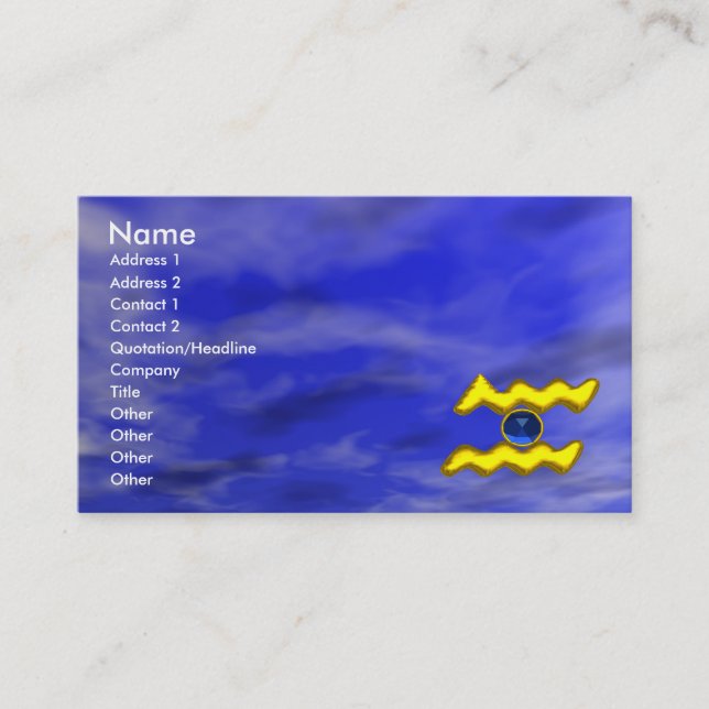 AQUARIUS GOLD JEWEL,blue sapphire, yellow Business Card (Front)