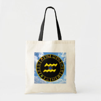 AQUARIUS/GOLD ZODIAC BIRTHDAY JEWEL Astrology Tote Bag