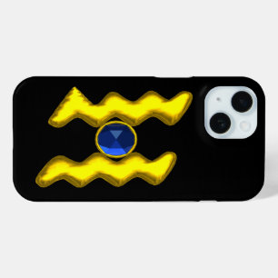 AQUARIUS /GOLD ZODIAC BIRTHDAY JEWEL iPhone 15 CASE