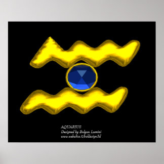 AQUARIUS /GOLD ZODIAC BIRTHDAY JEWEL POSTER