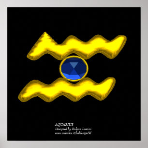 AQUARIUS /GOLD ZODIAC BIRTHDAY JEWEL POSTER