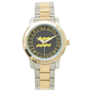 AQUARIUS GOLD ZODIAC BIRTHDAY JEWEL WATCH