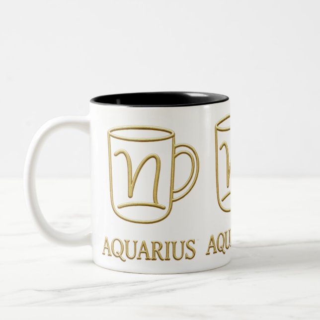 Aquarius Golden Zodiac Design Mug (Left)