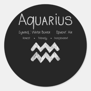 Aquarius Horoscope Astrology Star Sign Birthday Classic Round Sticker