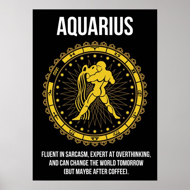 Aquarius - Horoscope, Funny Zodiac Sign Humour (Front)
