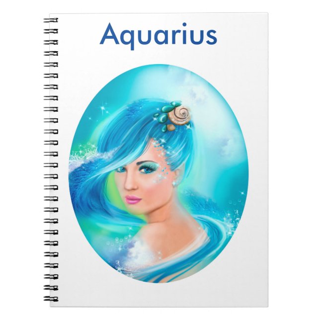 Aquarius Horoscope Zodiac Fantasy Notebook (Front)