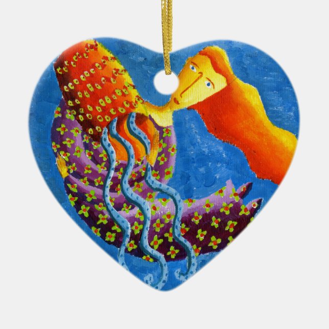 Aquarius Horoscope Zodiac Star Sign Ceramic Tree Decoration (Front)