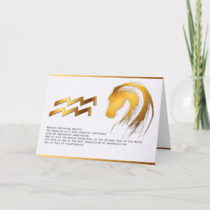 Aquarius Horse Chinese Western Astrology Birthday Card
