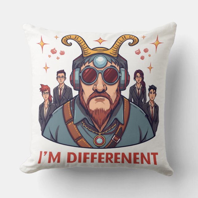 Aquarius Im Different Eccentric SciFi Zodiac Graph Cushion (Front)