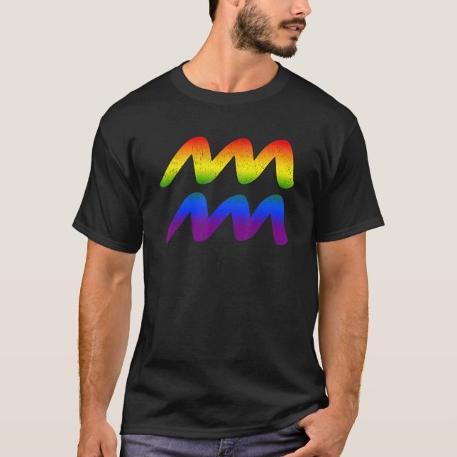 Aquarius Lgbt Zodiac Sign Lgbt Rainbow Pride Gay T-Shirt (Front)