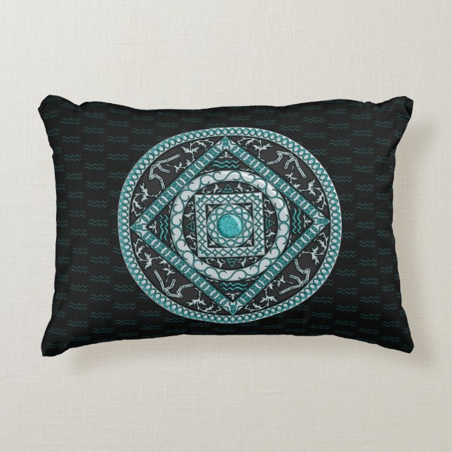 Aquarius Mandala Accent Pillow (Front)