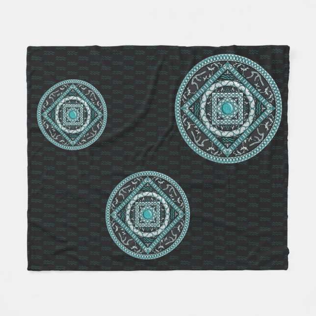 Aquarius Mandala Fleece Blanket (Front (Horizontal))