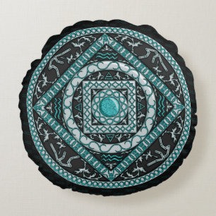 Aquarius Mandala Round Pillow