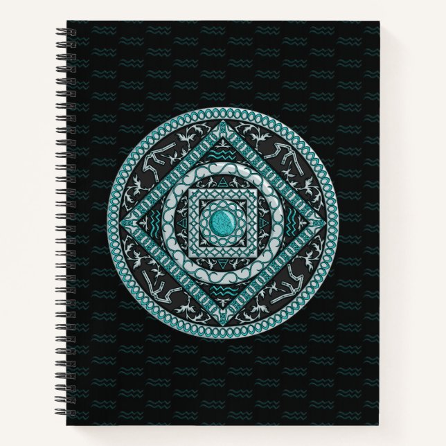 Aquarius Mandala Spiral Notebook (Front)