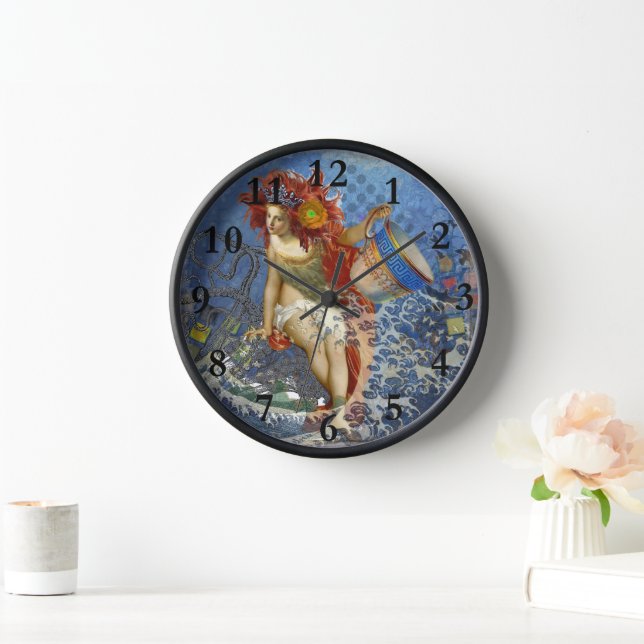 Aquarius Mermaid Gothic Blue Art Clock (Home)