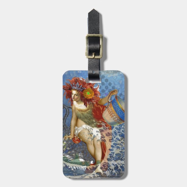 Aquarius Mermaid Gothic Blue Art Luggage Tag (Front Vertical)