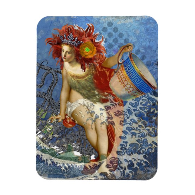 Aquarius Mermaid Gothic Blue Art Magnet (Vertical)