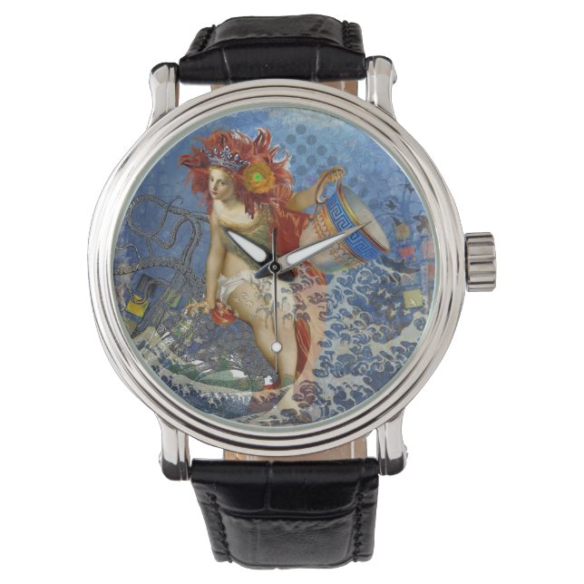 Aquarius Mermaid Gothic Blue Art Watch (Front)