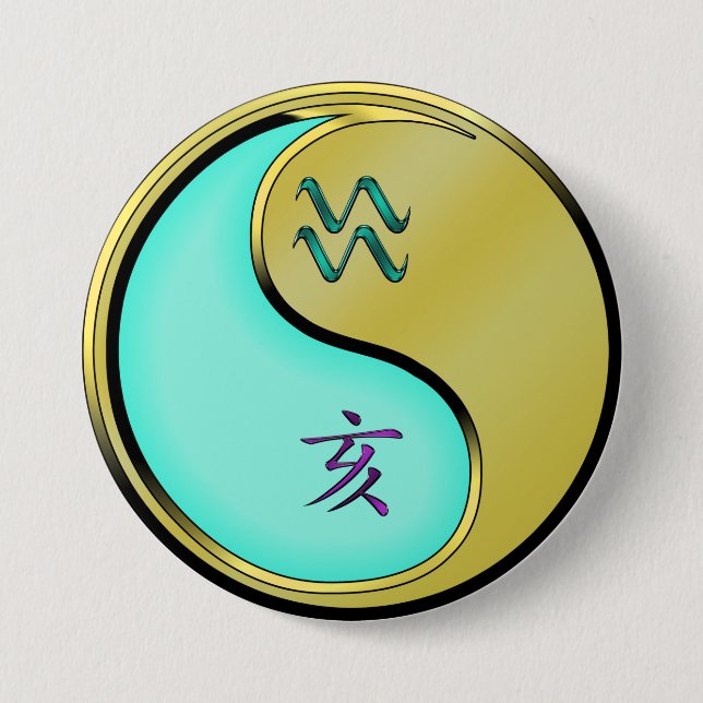 Aquarius & Metal Boar 7.5 Cm Round Badge (Front)