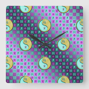 Aquarius & Metal Boar Square Wall Clock