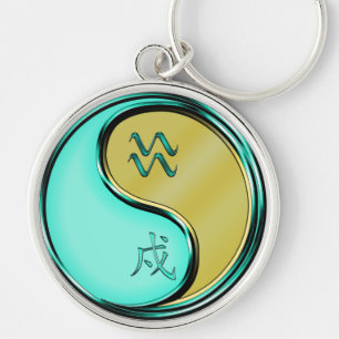 Aquarius & Metal Dog Key Ring