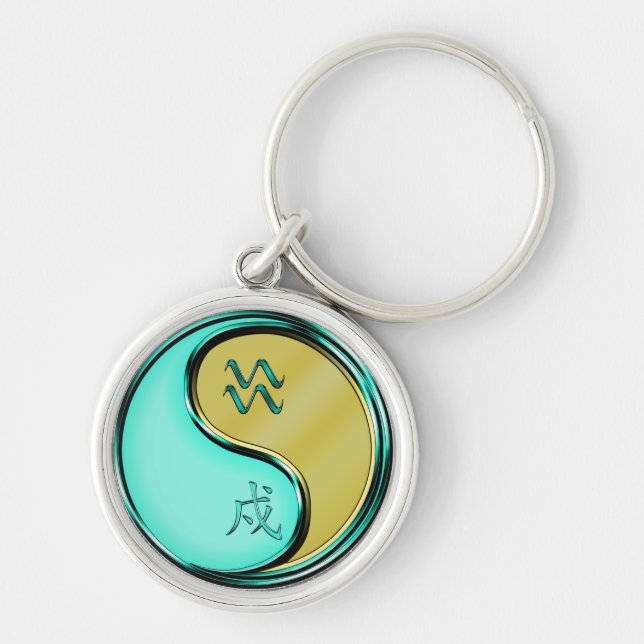 Aquarius & Metal Dog Key Ring (Front)