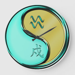 Aquarius & Metal Dog Large Clock