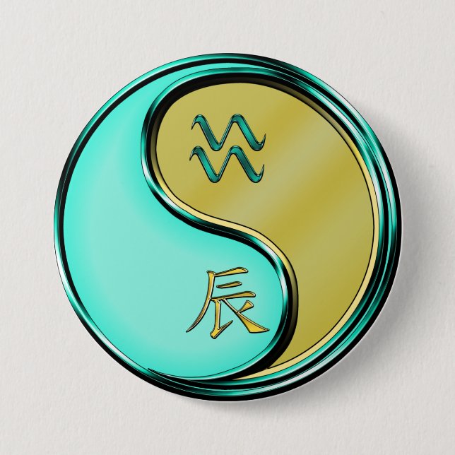 Aquarius & Metal Dragon 7.5 Cm Round Badge (Front)