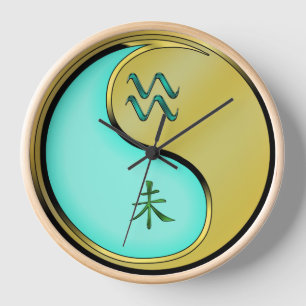 Aquarius & Metal Goat Clock
