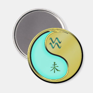 Aquarius & Metal Goat Magnet