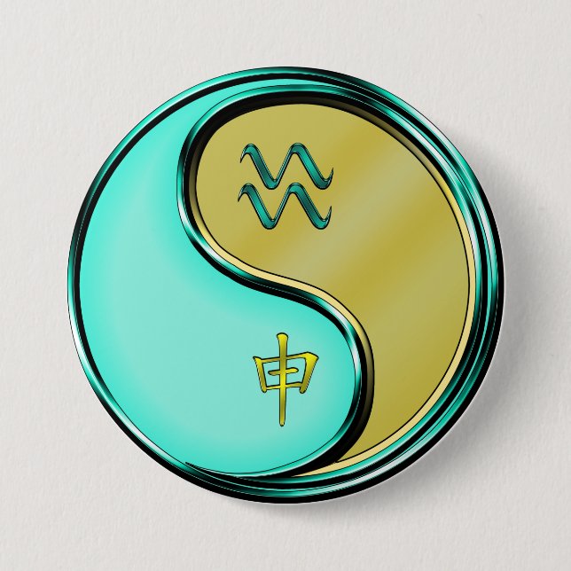 Aquarius & Metal Monkey 7.5 Cm Round Badge (Front)